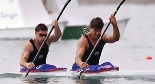 Phillipe Boccara and Cliff Meidl racing at the Sydney 2000 Olympic Games